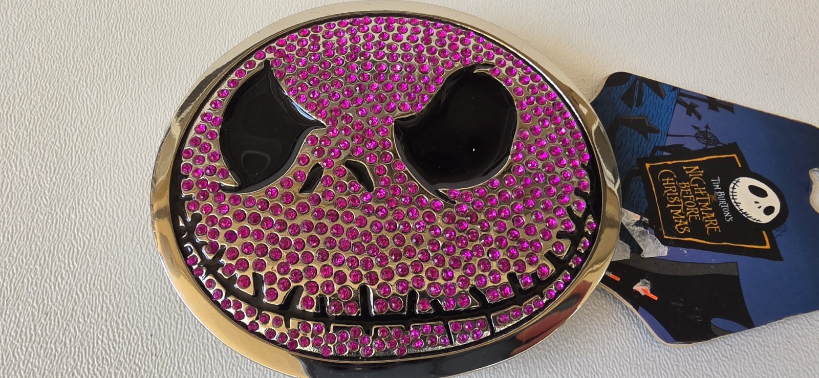 Disney The Night Before Christmas Pink Studded Belt Buckle Jack Skellington NWT