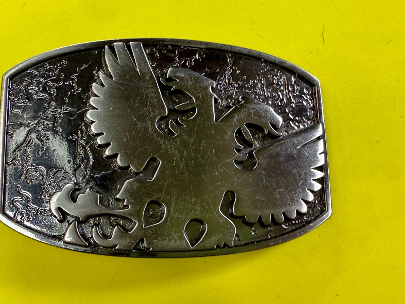 Eagle Phoenix Bird Spreading Wings Multi Layer Silver Color Belt Buckle