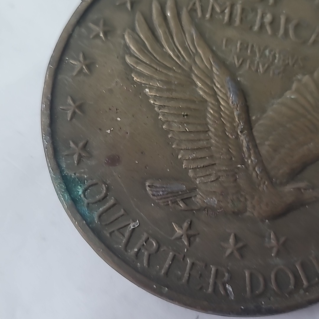 Standing Liberty Quarter Coin Belt Buckle Vtg 1976 Henchel-Mt.View California