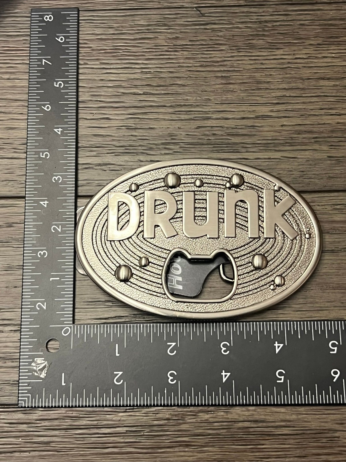 Hot Buckles Belt Buckle DRUNK Bottle Opener Silver Metal Oval Novelty Unisex