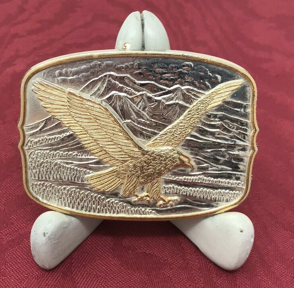 International Monetary Mint American Eagle Silver Plate & Gold Belt Buckle