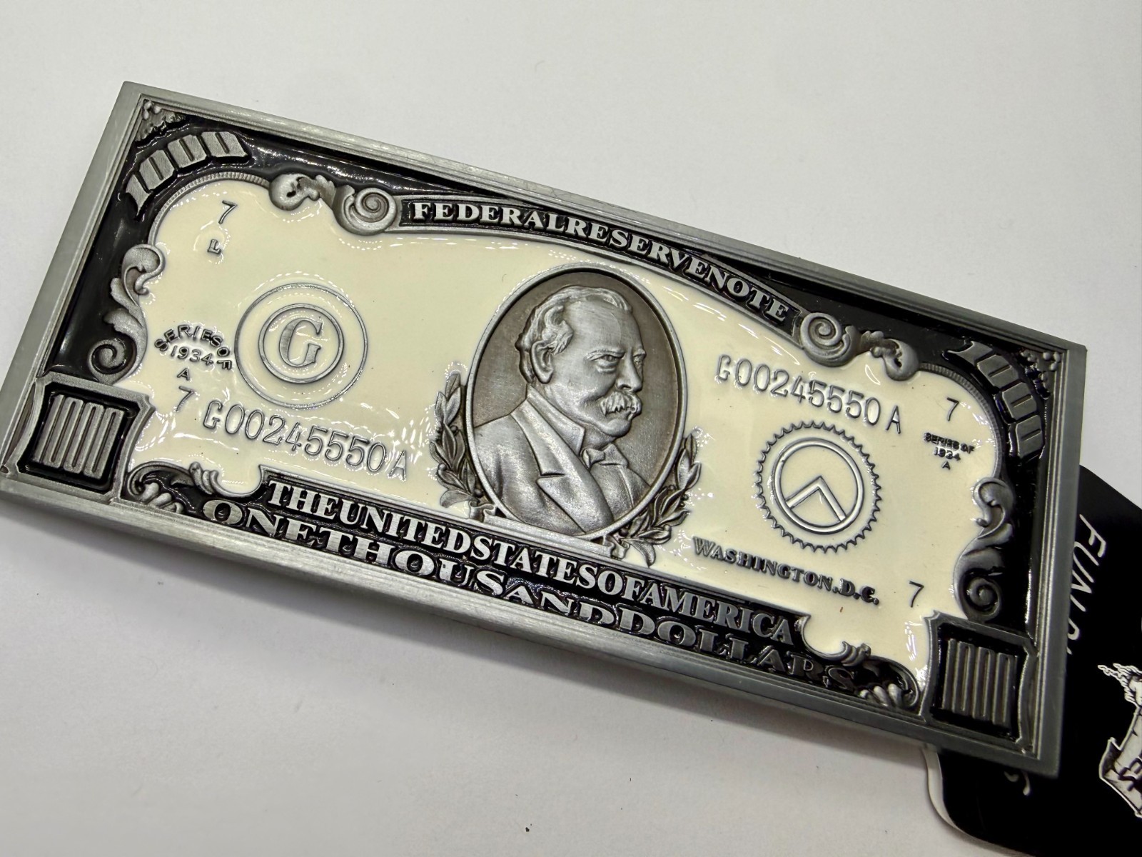 $1,000 US Dollar Federal Reserve Note The United States of America Belt Buckle