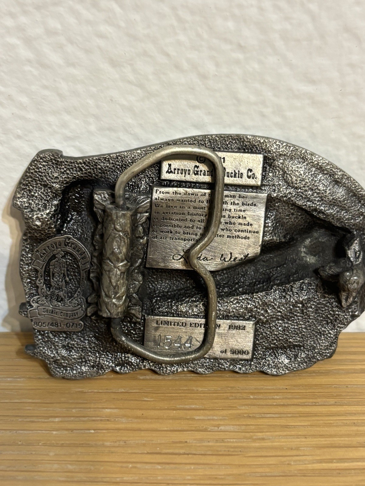 Arroyo Grande Buckle Co Aviation Limited Edition Vintage Silver Belt Buckle 1544
