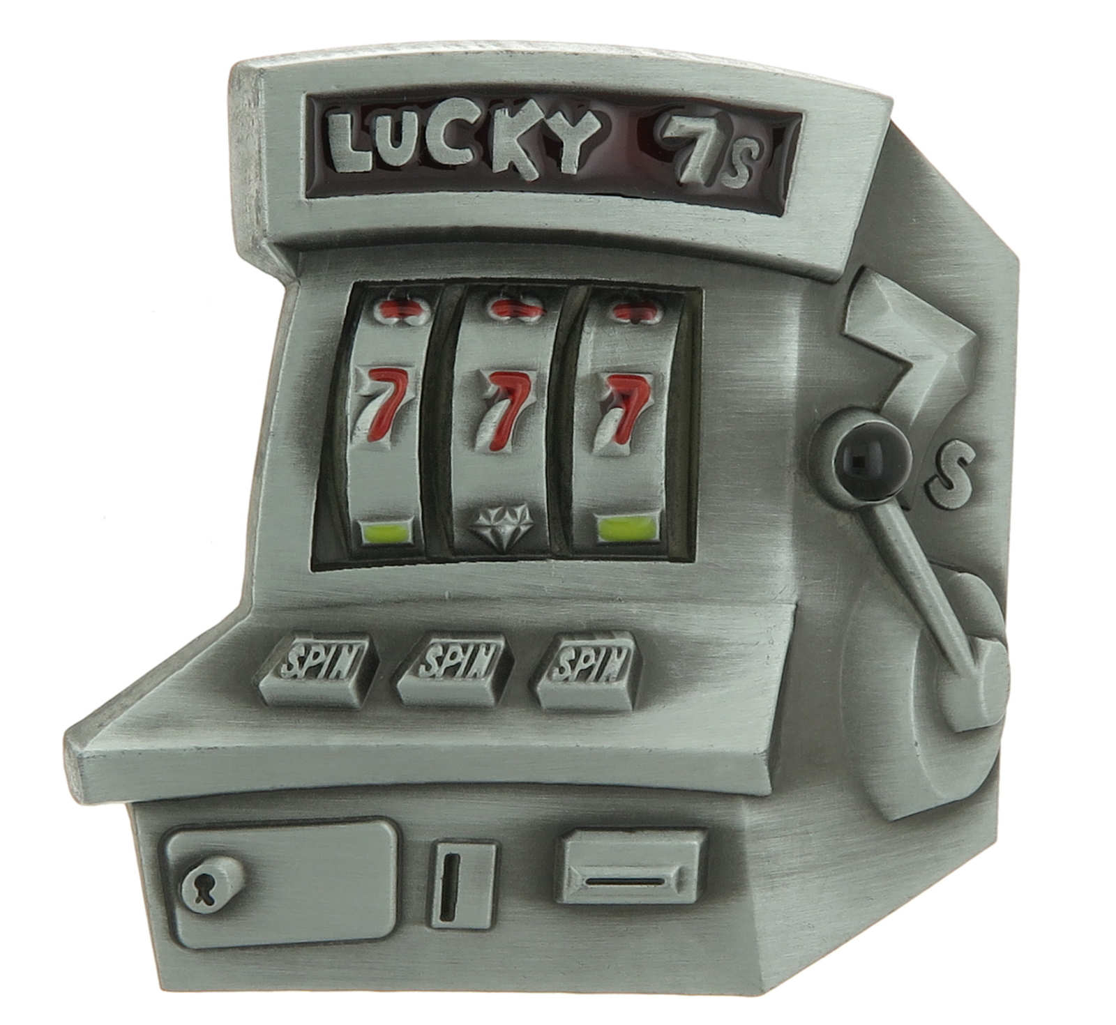 Lucky 7s Jackpot Casino Slot Machine Enamel Metal Belt Buckle