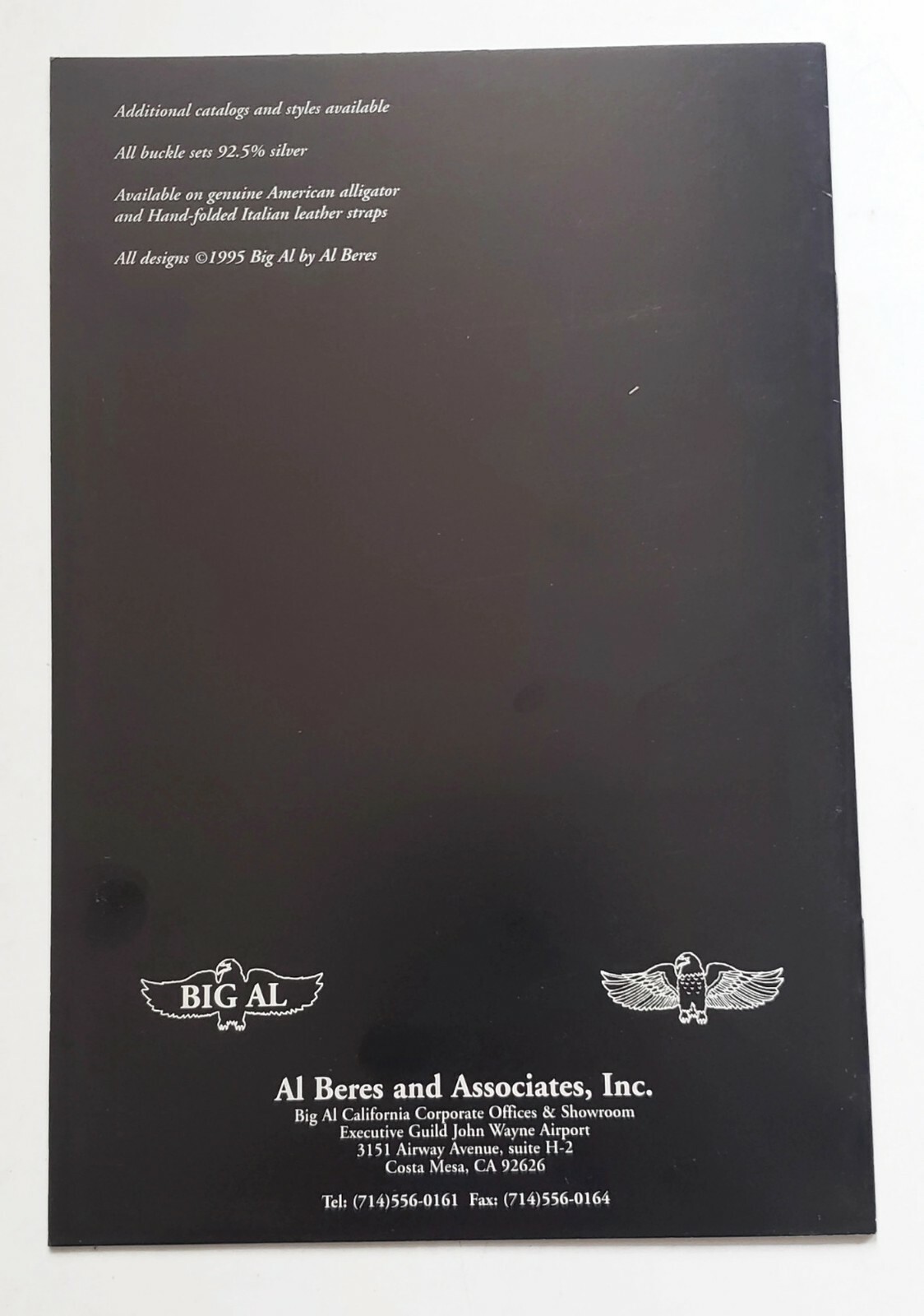 AL BERES 1995 1ST (8) PAGE 6 X 9 MINI CATALOG OF STERLING SILVER BELT BUCKLES