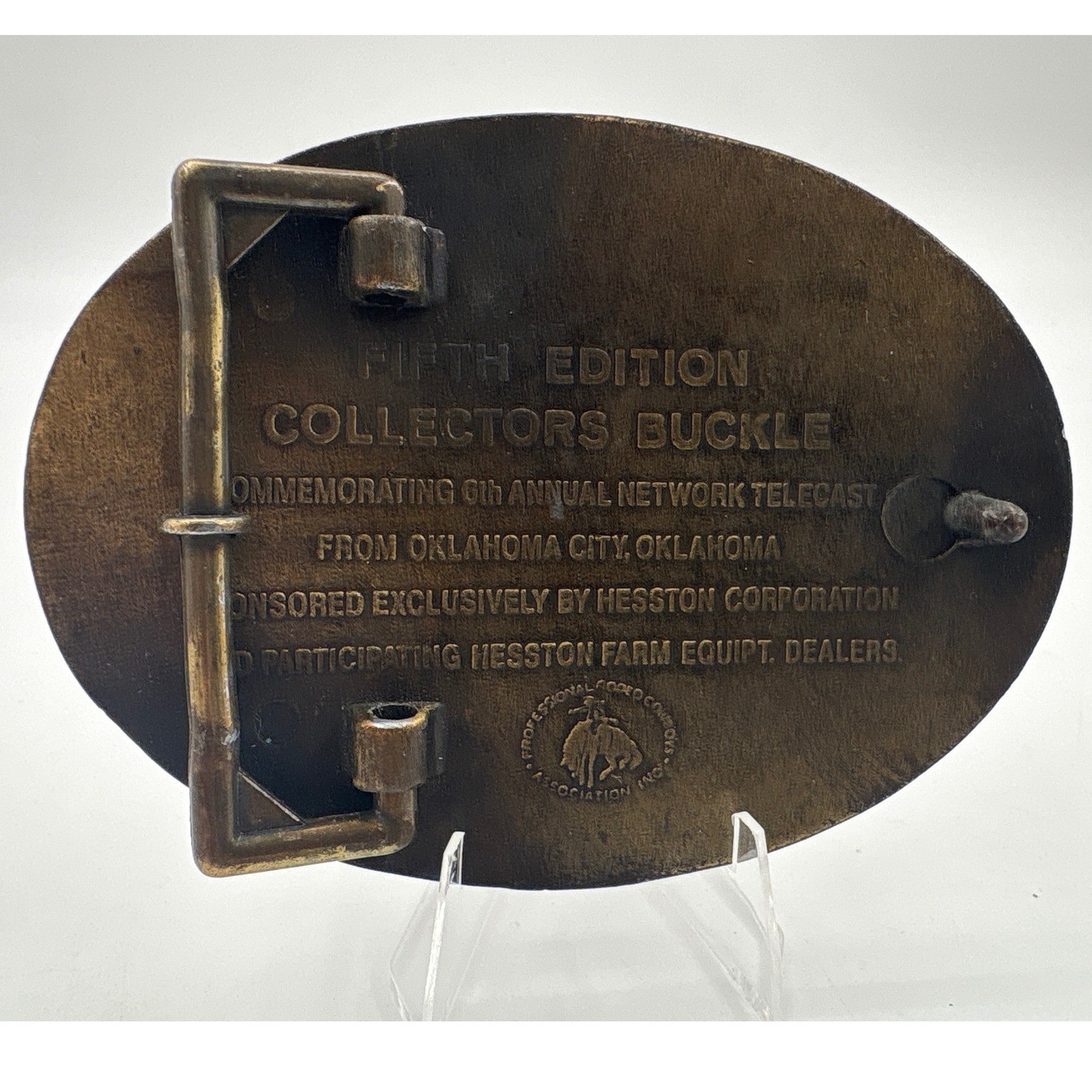 Hesston National Finals Rodeo Belt Buckle 1979 Cowboy Siskiyou Brass Tone