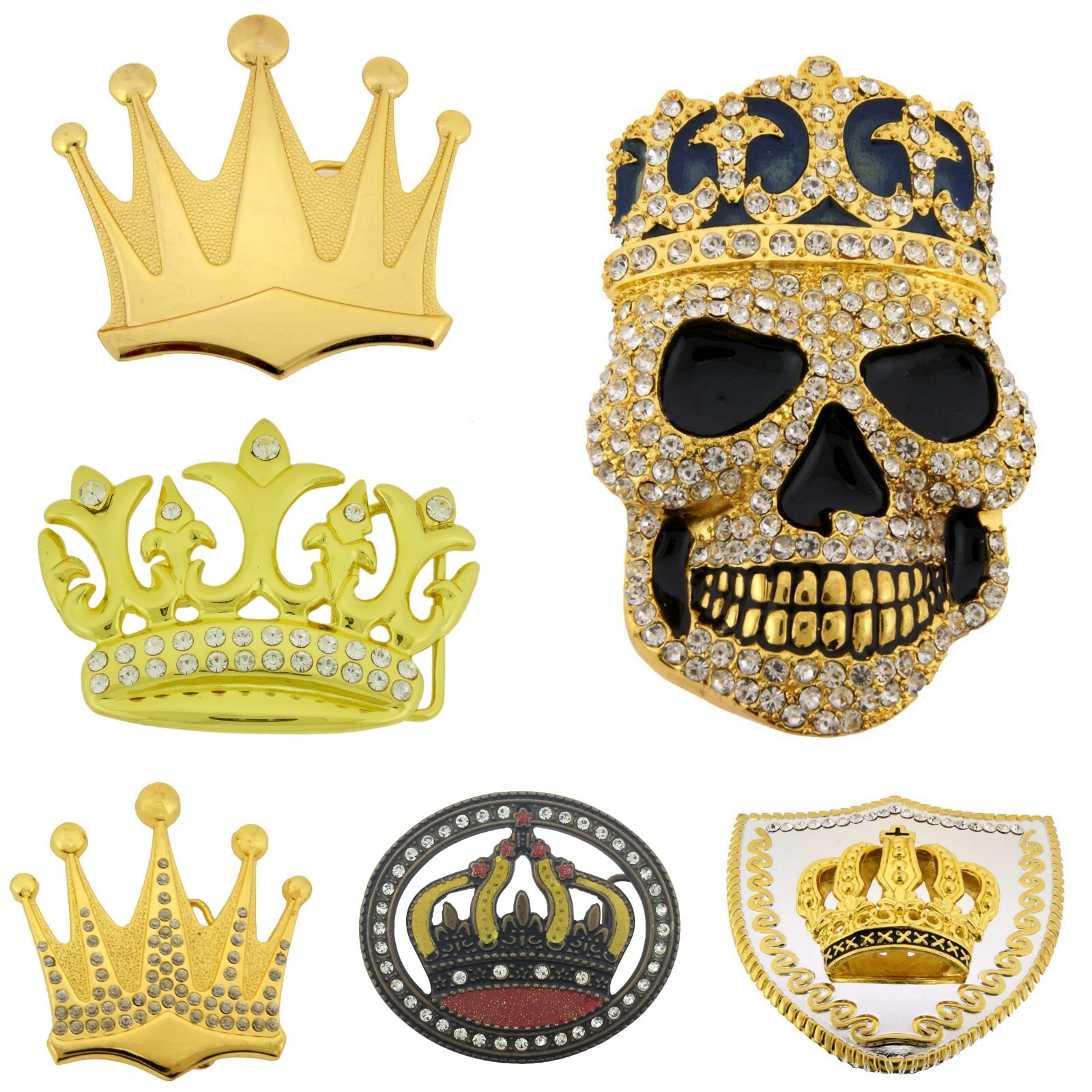 Crowns Belt Buckle Royal Rhinestone Wedding Mens Womens Fashion Costume Western