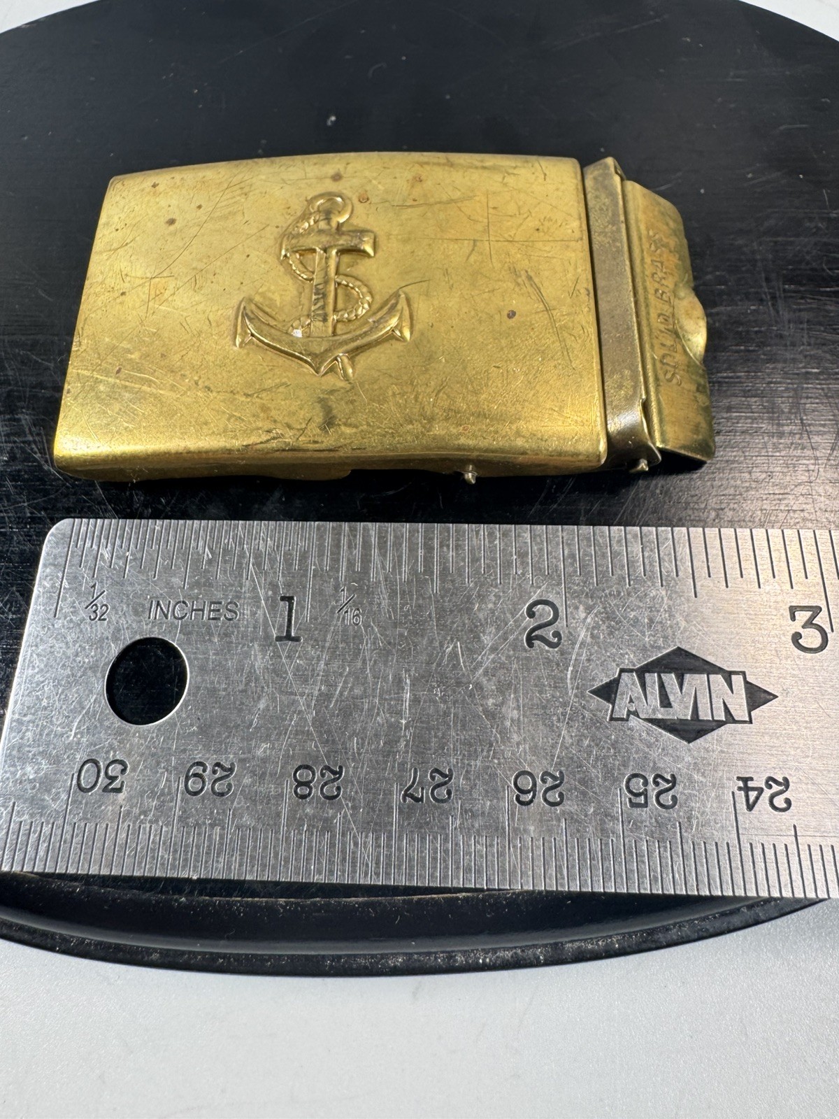 Vintage Solid Brass Anchor Belt Buckle 1.25” Belt Nautical Marine RARE