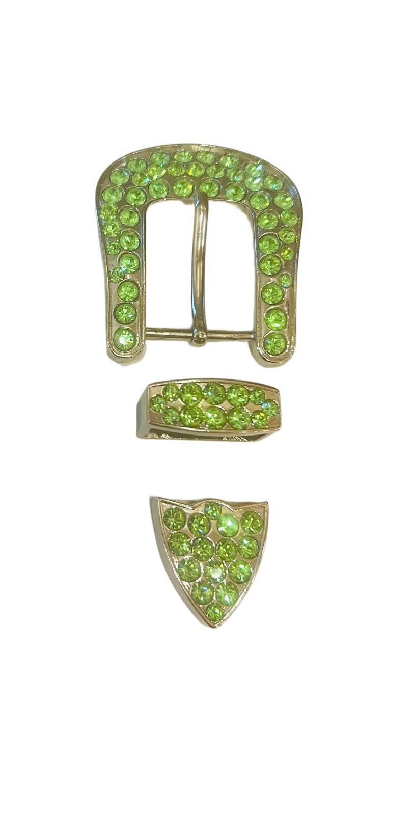 B.B. Simon Full Crystal Belt Buckle Swarovski Peridot Color Crystals