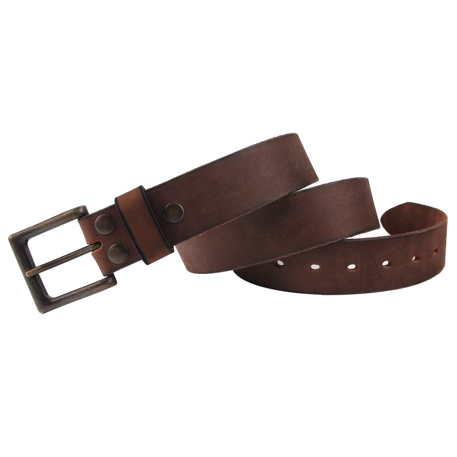 NPET Mens Full Grain Genuine 34 for 32&Prime; waist, Coffee With Black Brass Buckle