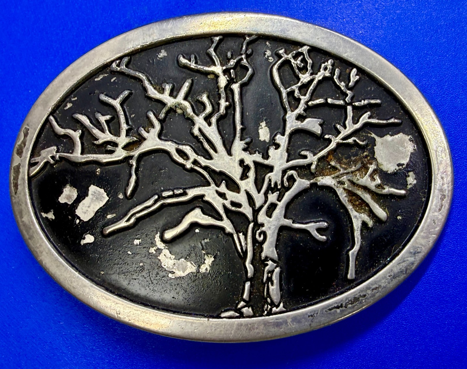 Tree Of Life =Black Enamel Oval Hippy Vibe Belt Buckle To Paint Restore