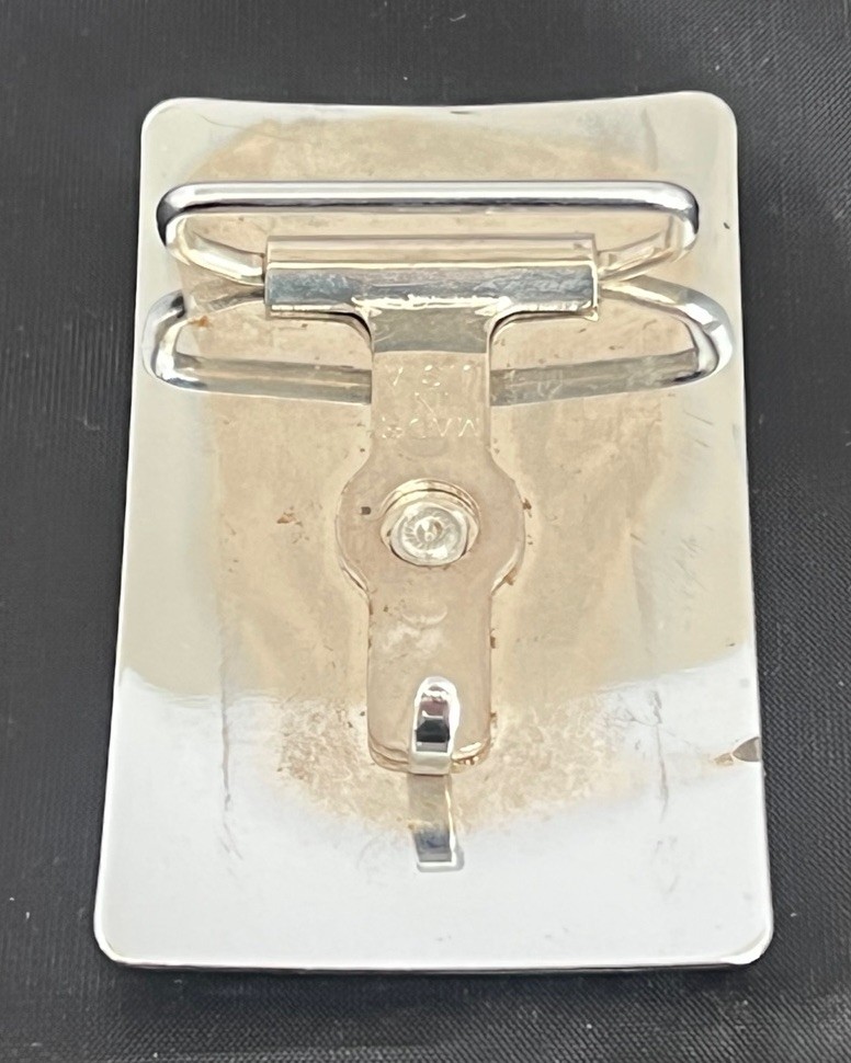 Vintage Diesel Semi Truck Trucker Belt Buckle Mirrored Rectangle 2 X 3.25 USA