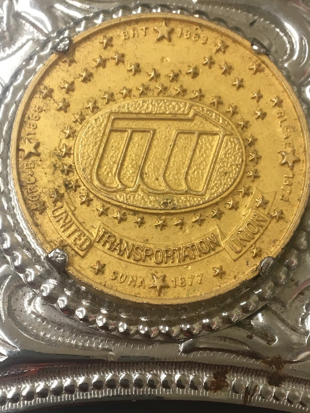 United Transportation Union railroad Belt Buckle medallion UTU Vintage
