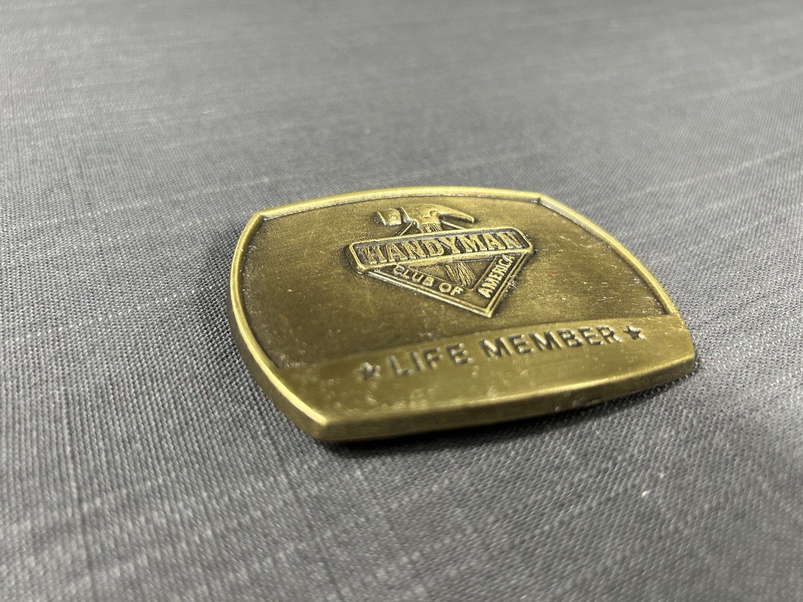 Handyman Club Of America Life Member Vintage Brass Belt Buckle
