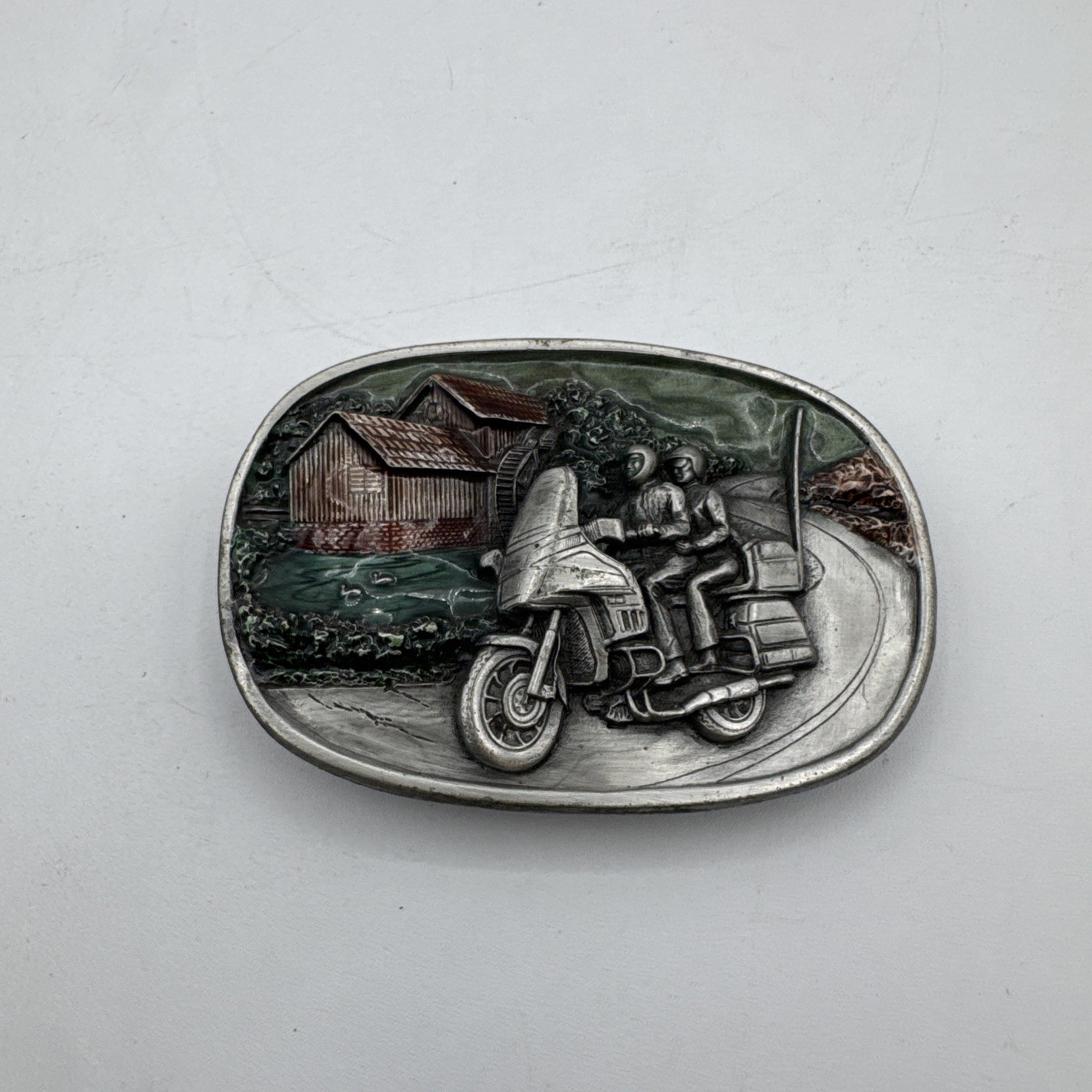 Vintage Bergamot Brass Works 1984 Motorcycle Biker Gold Wing Belt Buckle N149