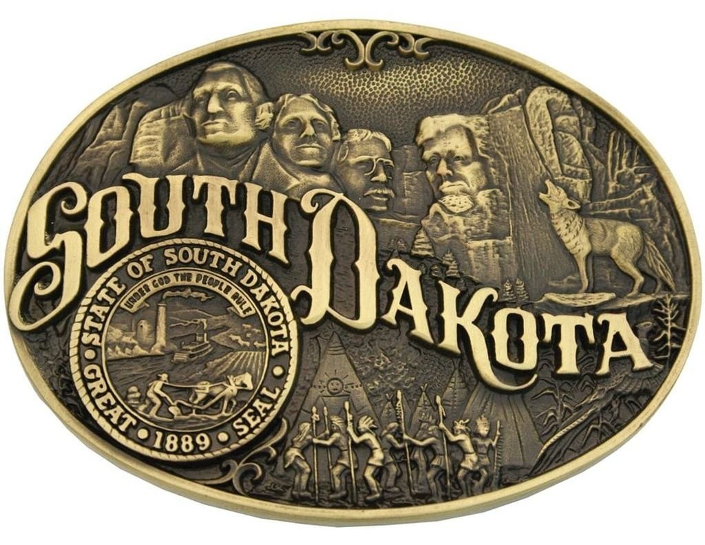 Montana Silversmiths State Heritage Antiqued Oval Brass Western Belt Buckle New