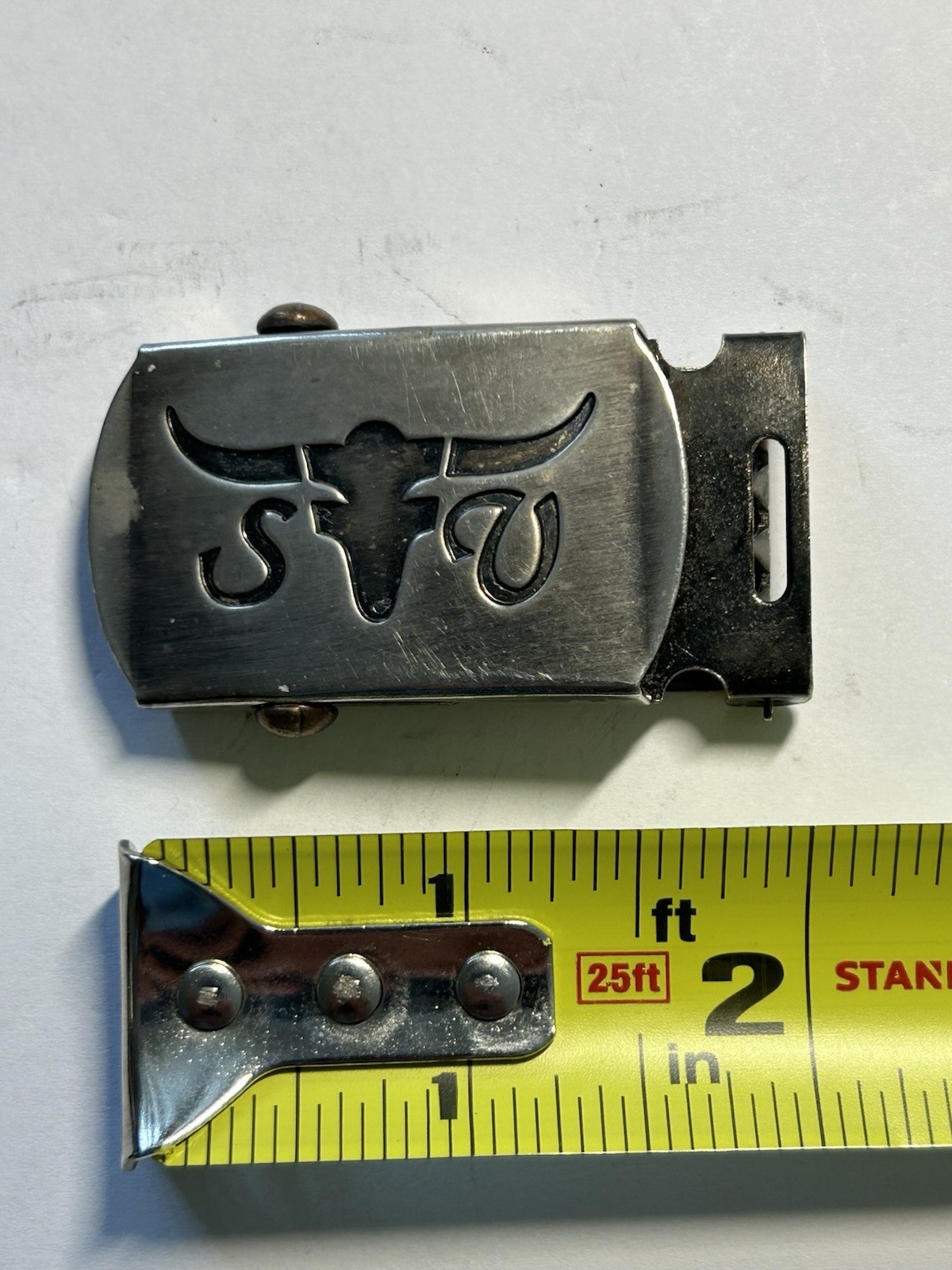 Military Style Longhorn Steer Slide Style Belt Buckle