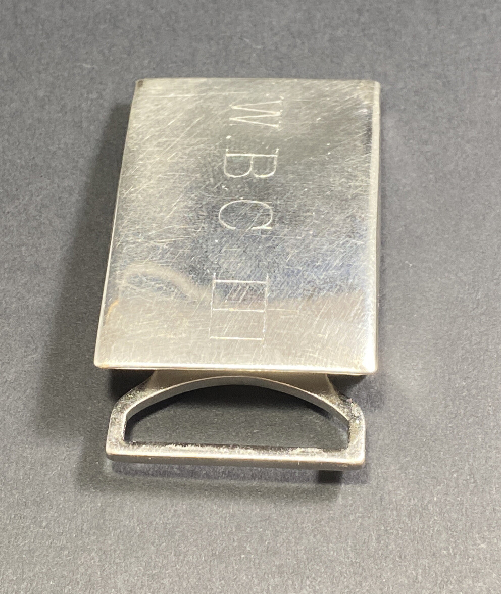 Vintage Simmons Sterling Belt Buckle Etched Monogram WBC III Fine