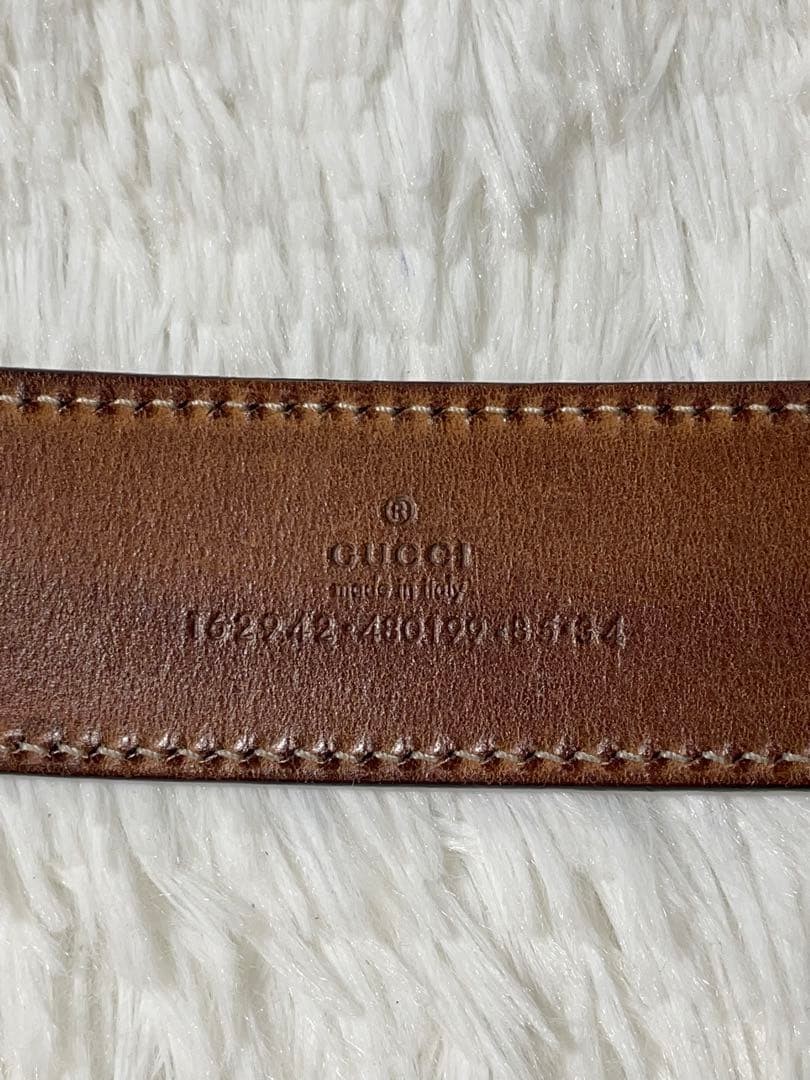 GUCCI Pre-Owned Gg Pattern Leather Belt Striped All Over Men&rsquo;S