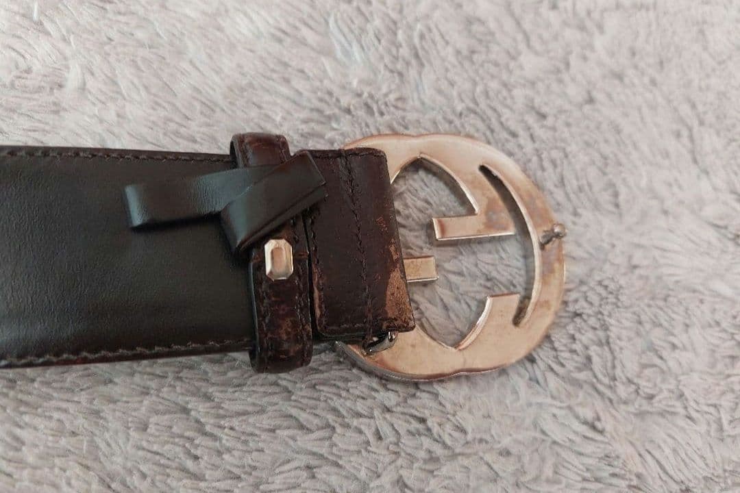 GUCCI Pre-Owned Brown Leather Striped Belt Vintage