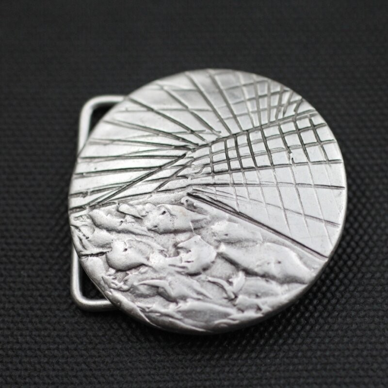 Round Graphic Belt Buckle, Modern Pattern, Stylish Accessory