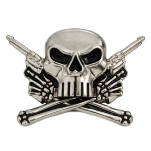 SKULL GRIM REAPER EVIL CROSSBONES GUNS BELT BUCKLE BUCKLES BOUCLE DE CEINTURE