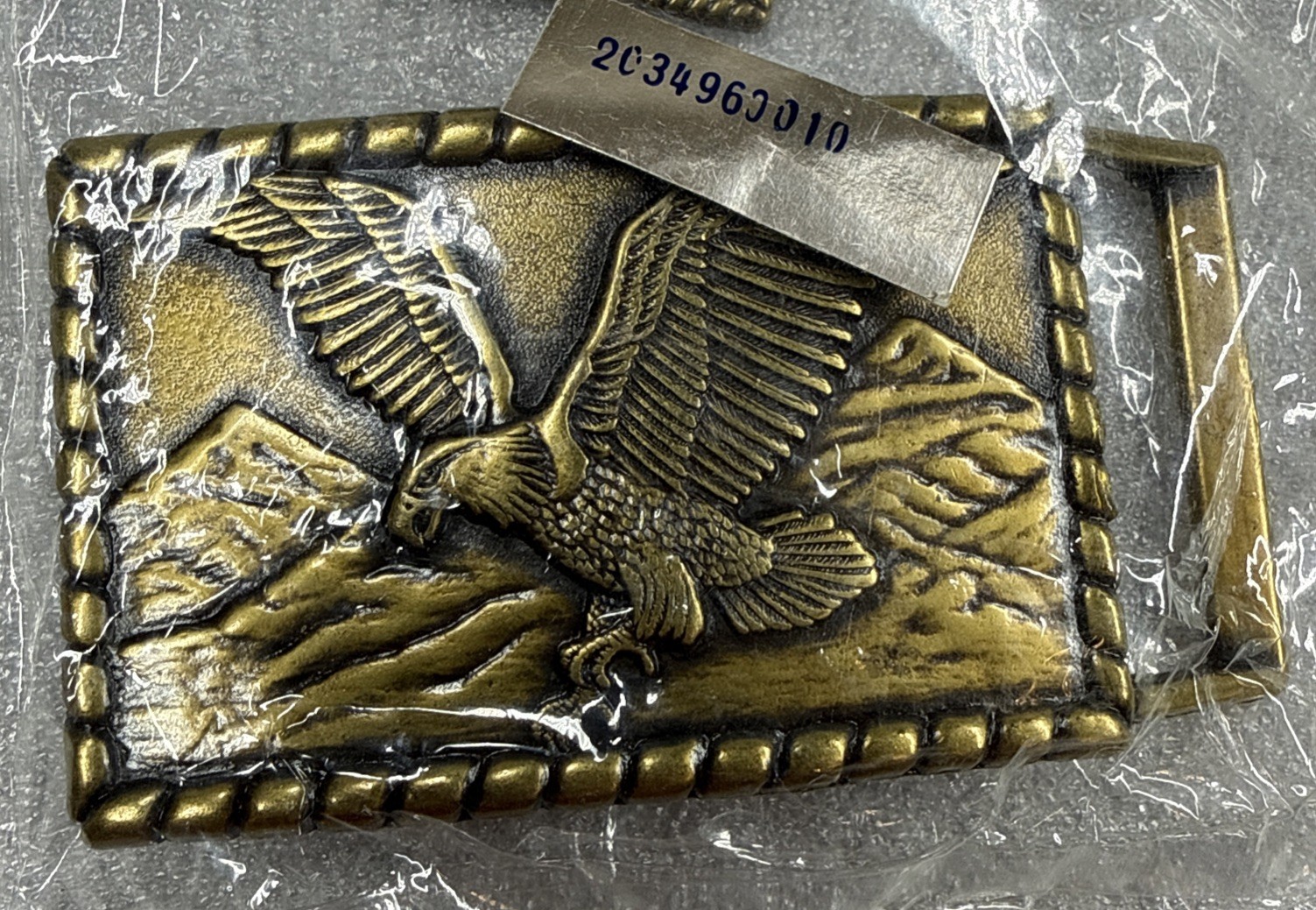 Vintage Flying Eagle Buckle and Key Chain Solid Brass New Still Sealed Packaged