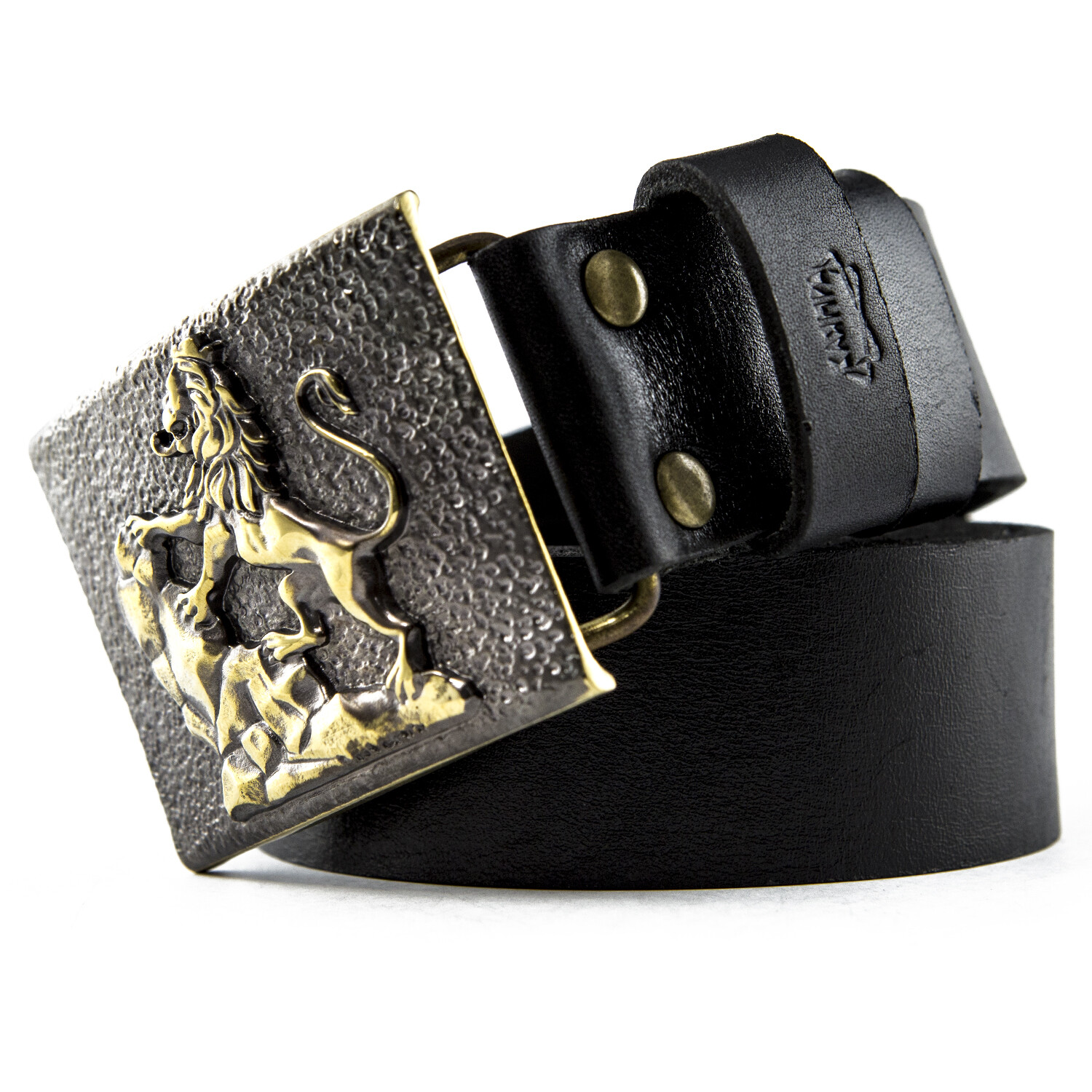 Brass belt buckle Rampant Lion, Royal coat of arms, Lion, Galicia belt buckle