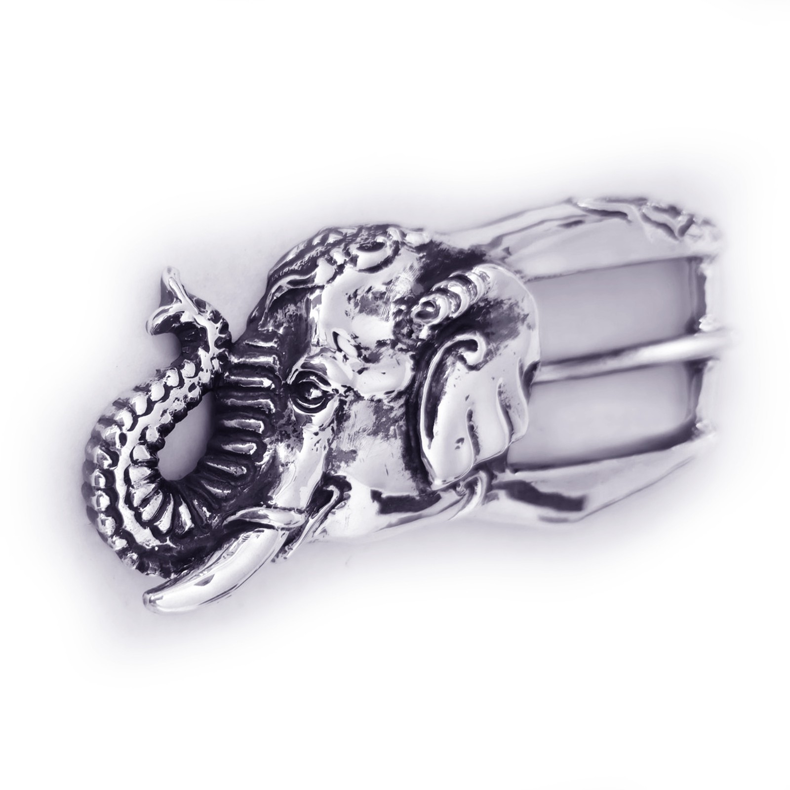 Elephant Head Sterling Silver Belt Buckle