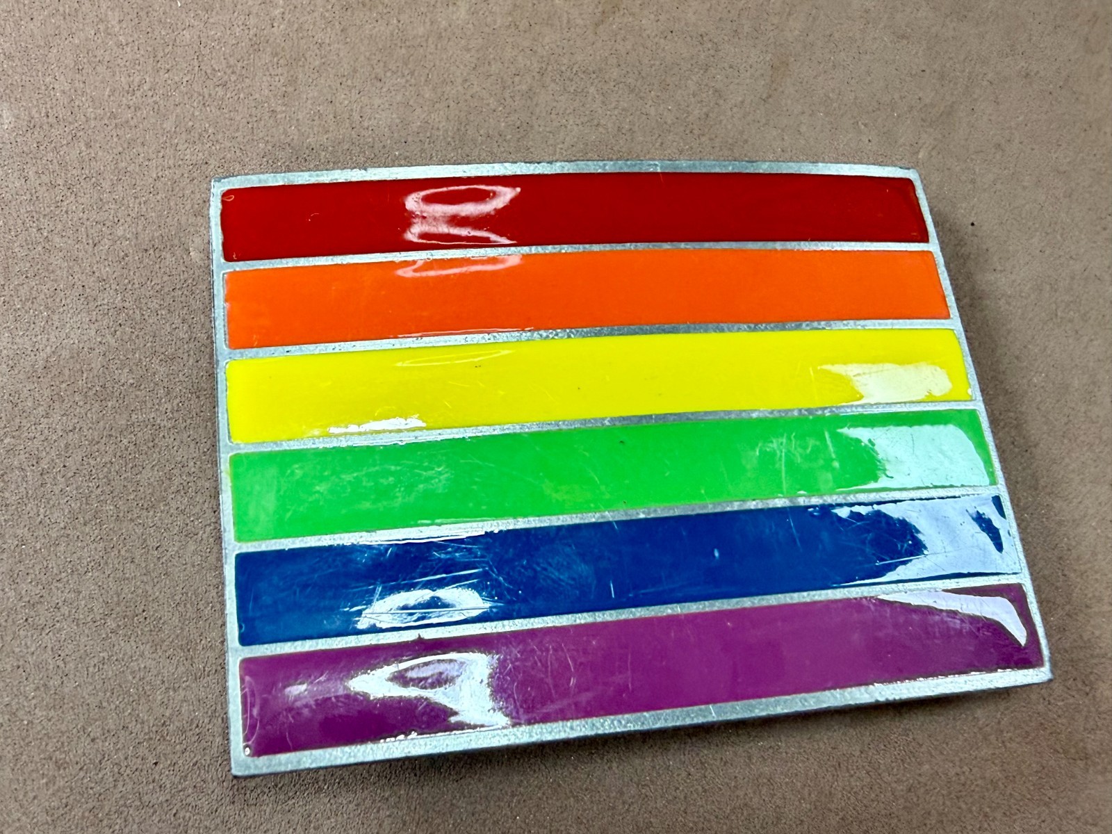 Rainbow Pride Flag LGBTQ Movement Enameled Great American Prod 2005 Belt Buckle
