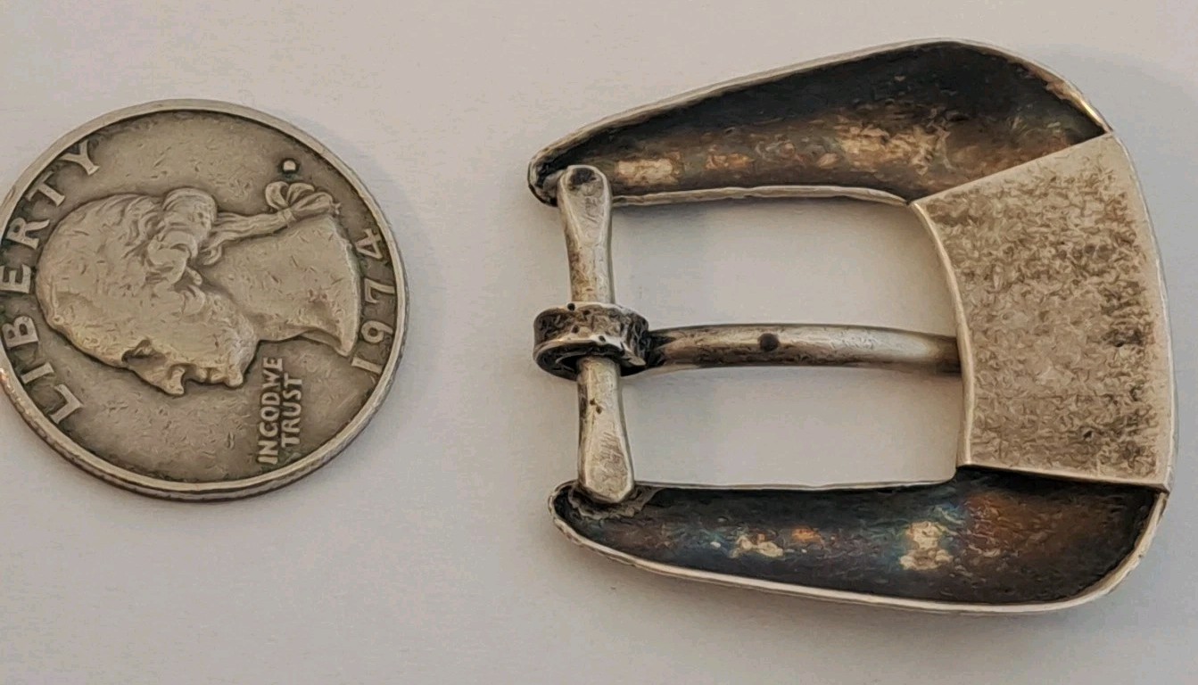 Native American OLD PAWN Navajo Sterling Silver Hand Stamped Belt Buckle OLD