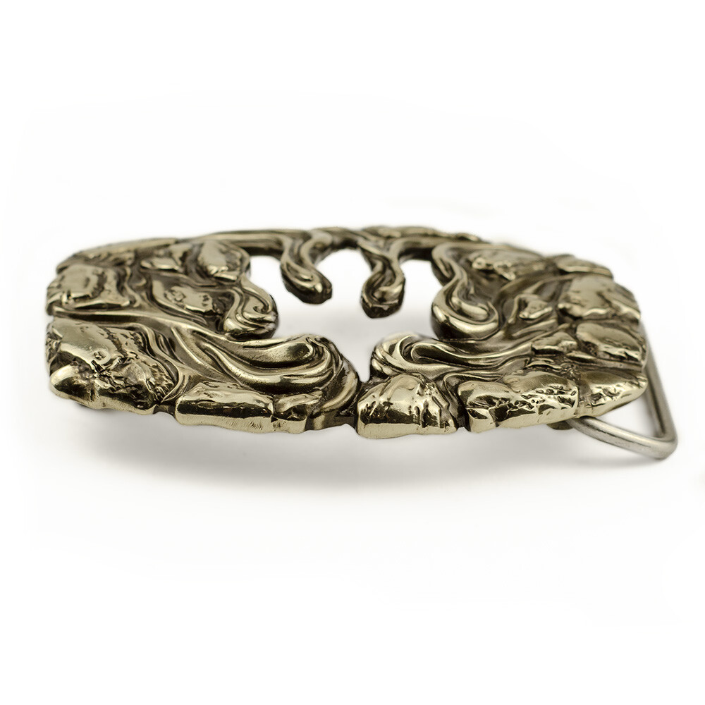 German silver belt buckle Lava Trident, Ukrainian Polygonal Low poly design