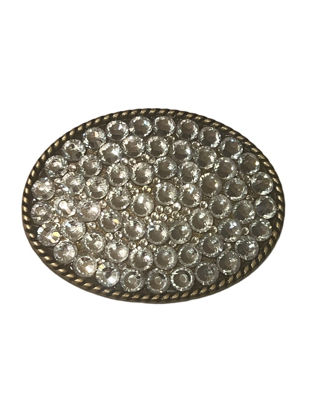 Western Fashion 3.5” Oval Shape Full Crystal Belt Buckle W/Clear Color Crystals
