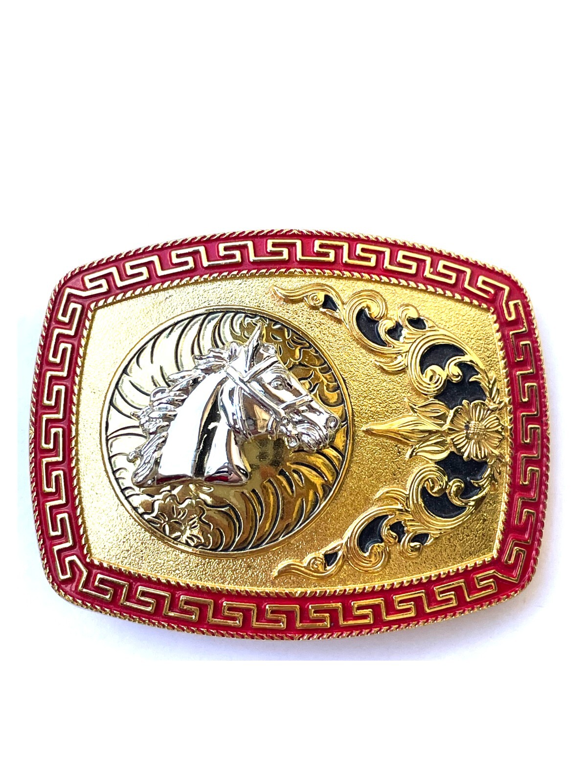 Western Buckle Gold Silver Red Horse Head Buckle Cowboy 2 » Hebillas Vaqueras