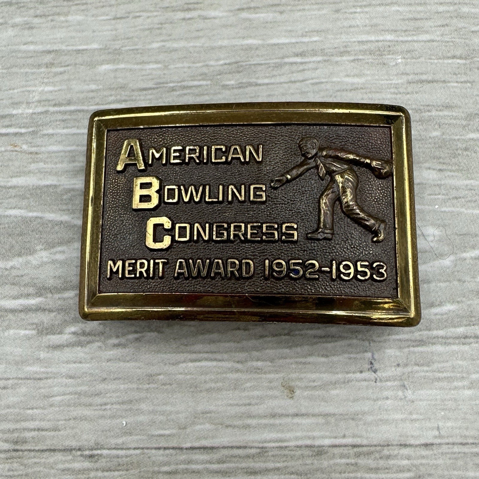Vintage Belt Buckle American Bowling Congress Merit Award 1952-1953 287 Pins