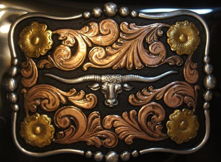 Nocona Western Longhorn Scrolling Pattern Belt Buckle – 37917