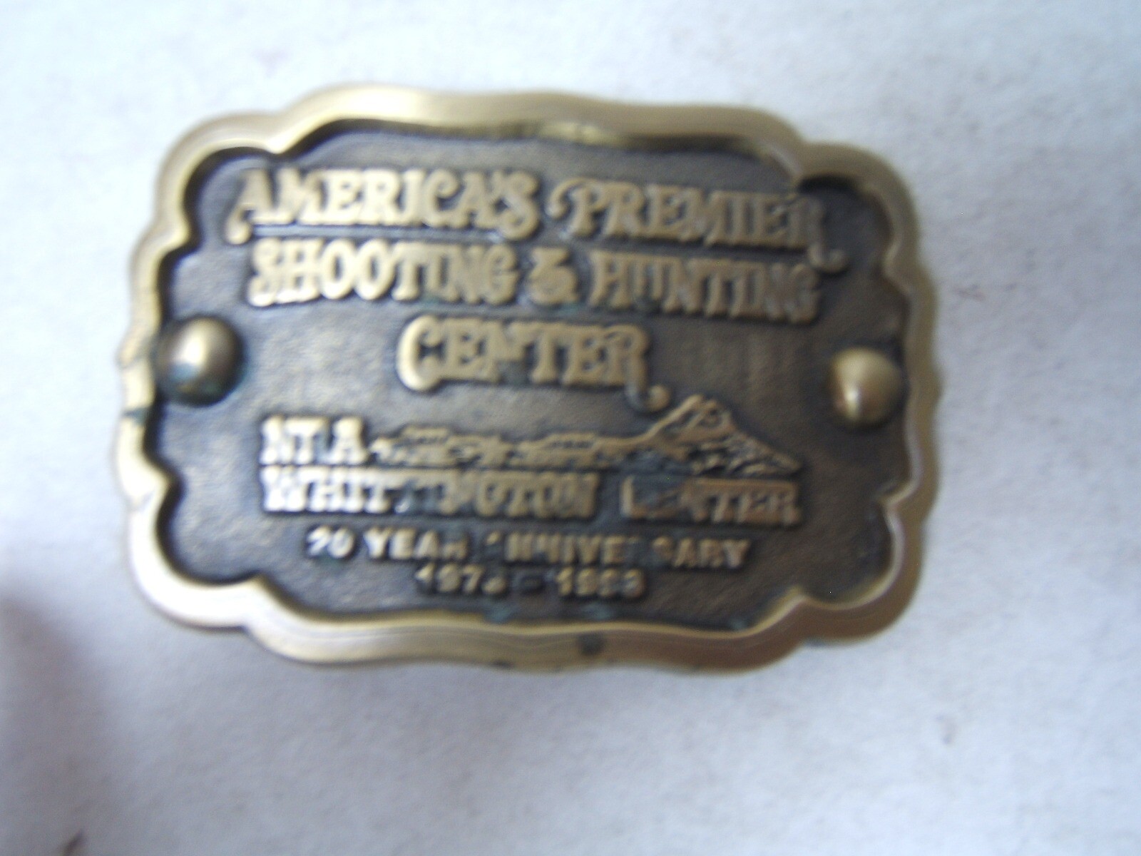 NRA Whittington Center Brass Belt Buckle 20th Anniversary 1993