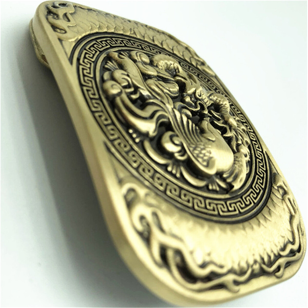 Dragon & Phoenix Solid Brass Mens Belt Buckle Western Cowboy Vintage Antique