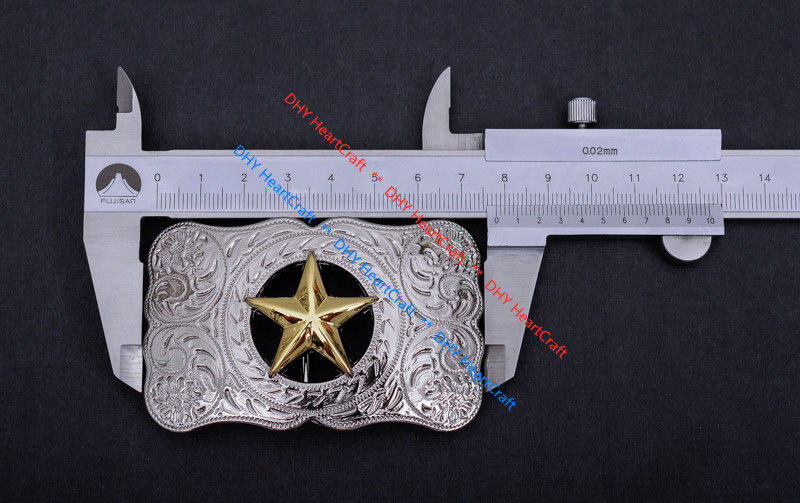 WESTERN COWBOY LONG HUGE SLIVER GLOD TEXAS RANGER STAR RODEO TROPHY BELT BUCKLE