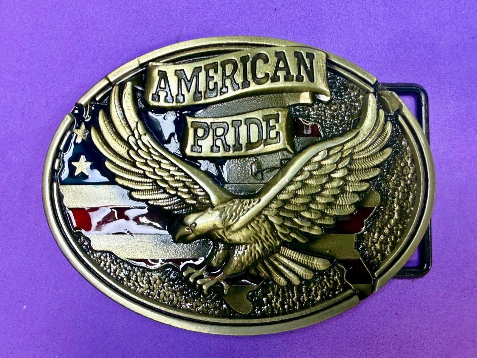 American Pride USA Bald Eagle Majestic Flying Hunting Country Flag Belt Buckle