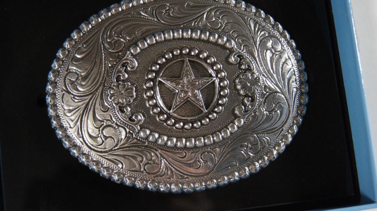 M&F Western Nocona Silver Star & Filigree Swirl Oval Belt Buckle 3756844