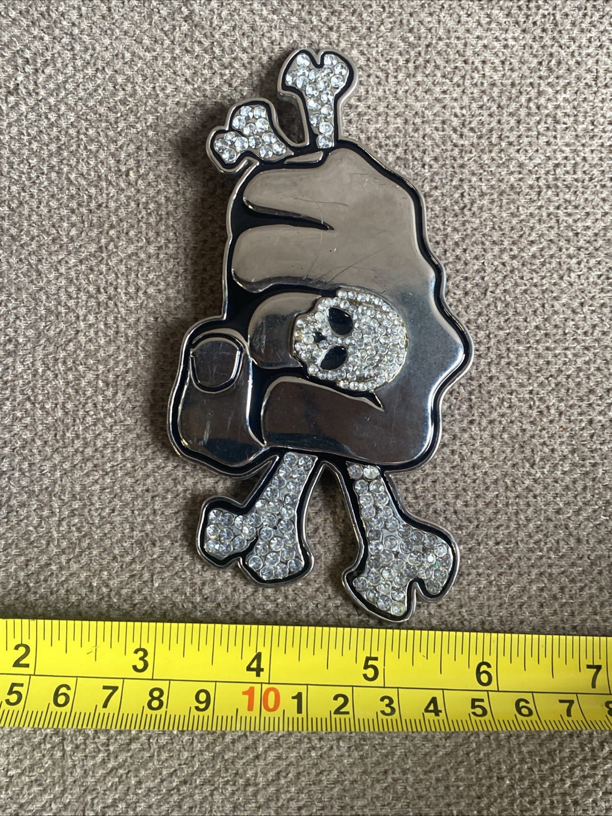 Vintage Rhinestones Punching Fist Skulls Belt Buckles Set Of 2