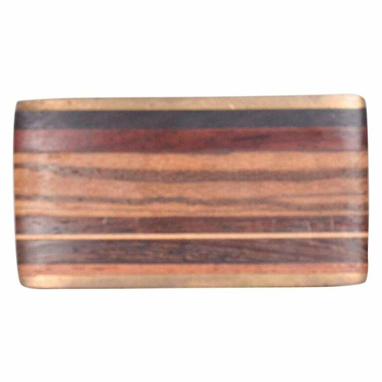 Mid-Century Kenneth Reid Modern Brass Exotic Wood Stripe Belt Buckle New Mexico