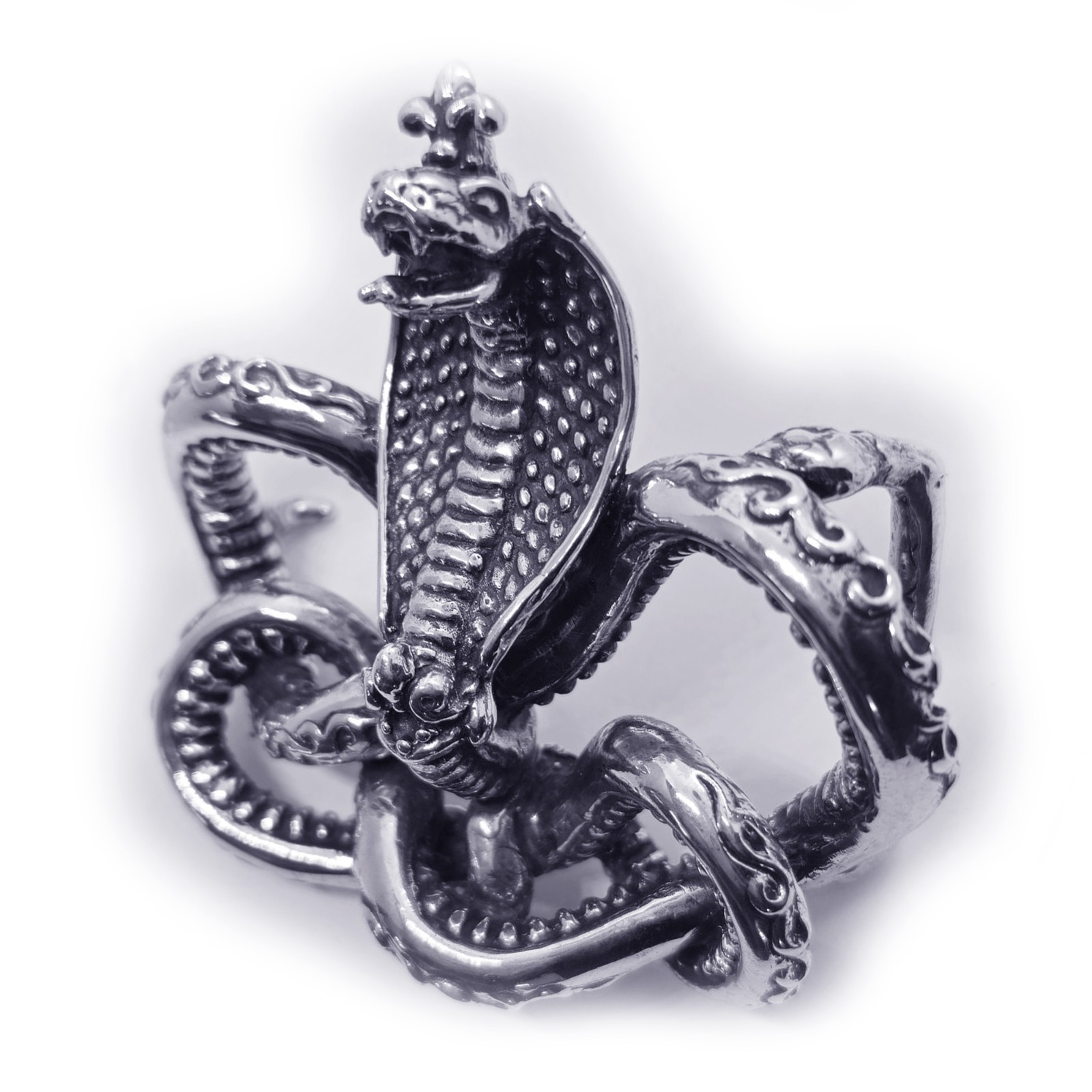 Cobra King Crawling Snake Sterling Silver Belt Buckle