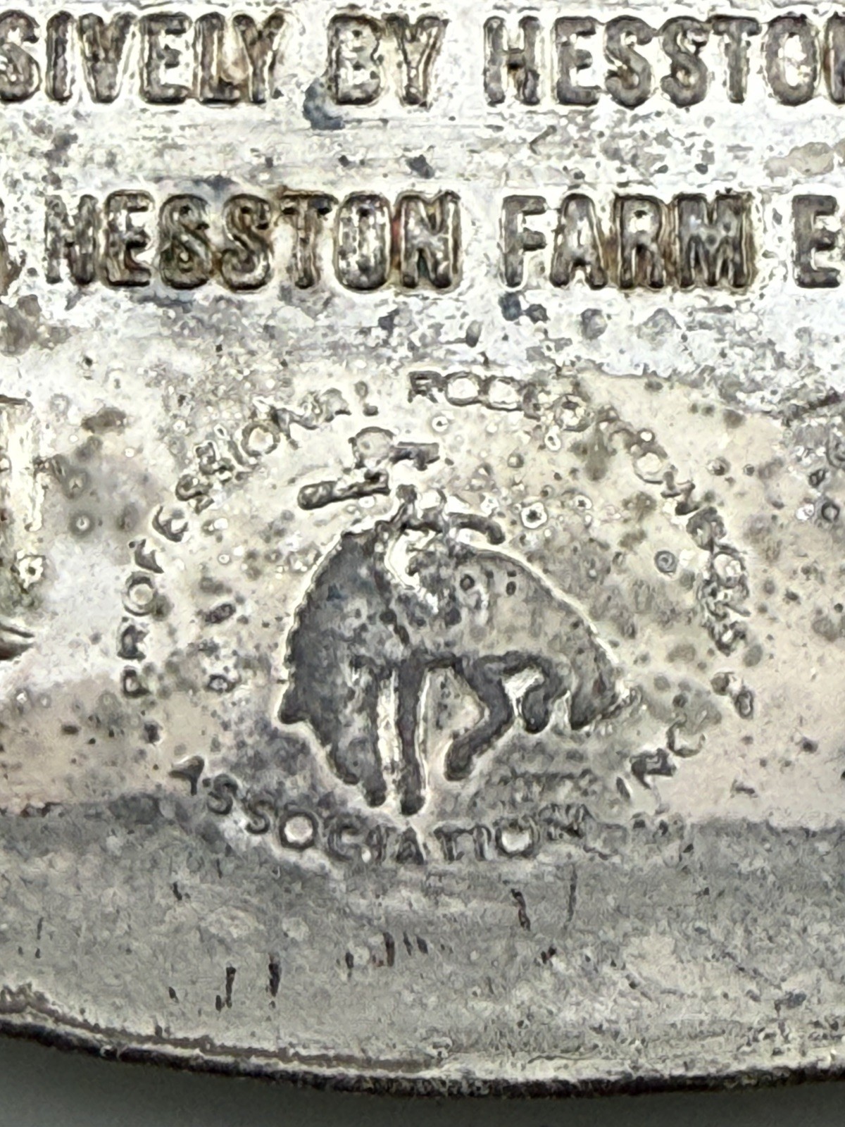 1977 Hesston Silver Award 655 NFR Rodeo Belt Buckle Bull Rider Cowboy