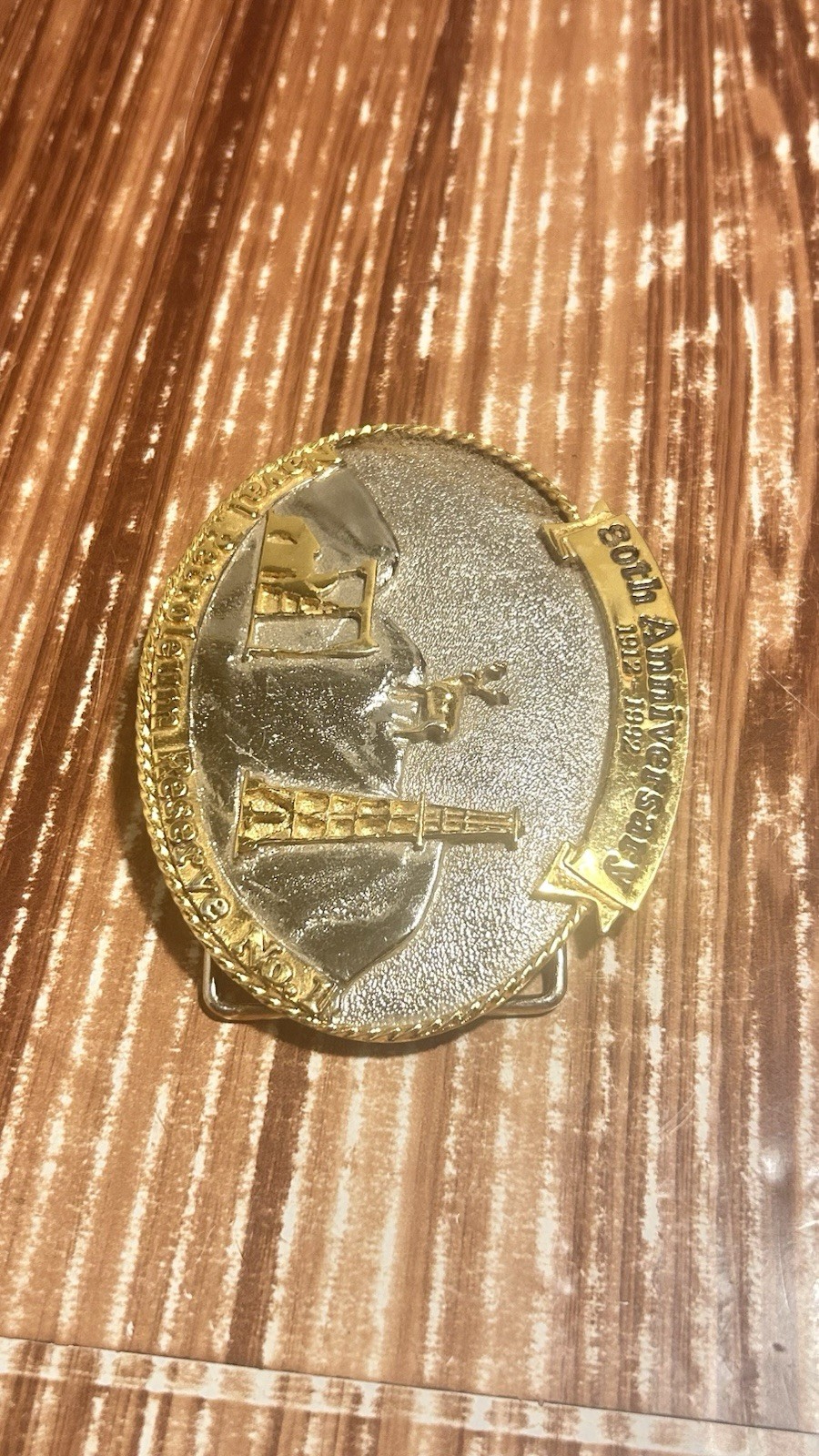 Vintage Metal 80th Anniversary Naval Petroleum Reserve No. 1 Buckle 1912-1992