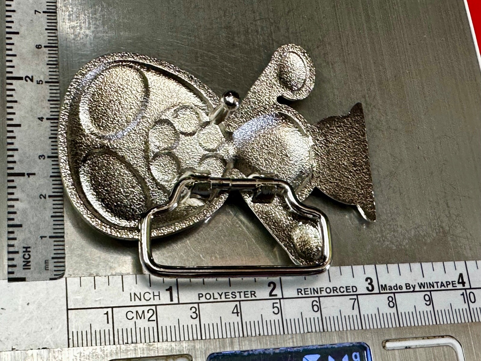 Robot Martian Boy Belt Buckle Silver Color Red Huge Adorable Eyes