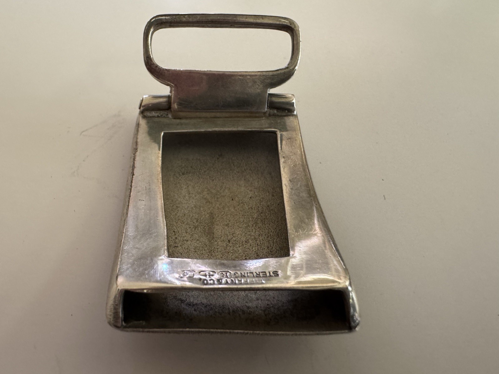 Tiffany & Co. Sterling Silver 925 Flip Belt Buckle 1.5in w/ Pouch, Logo