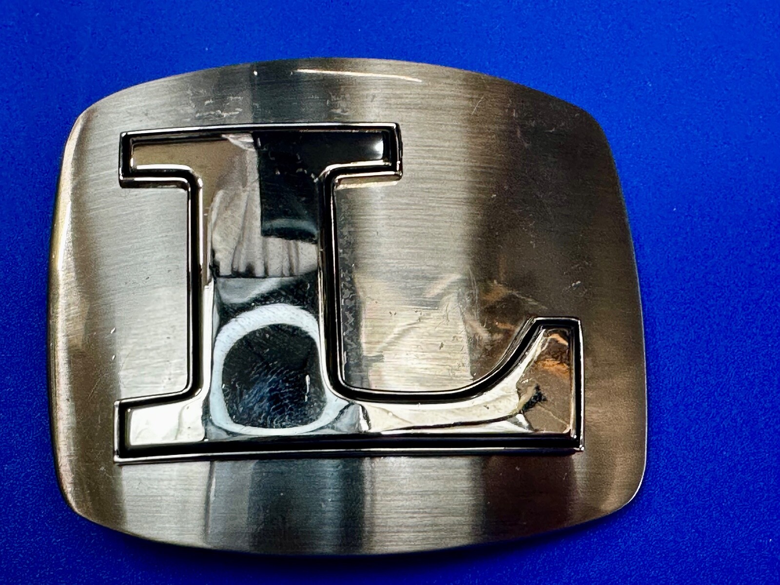 Custom Initial Letter L Silver Tone Outlined Reflective Men Women Belt Buckle