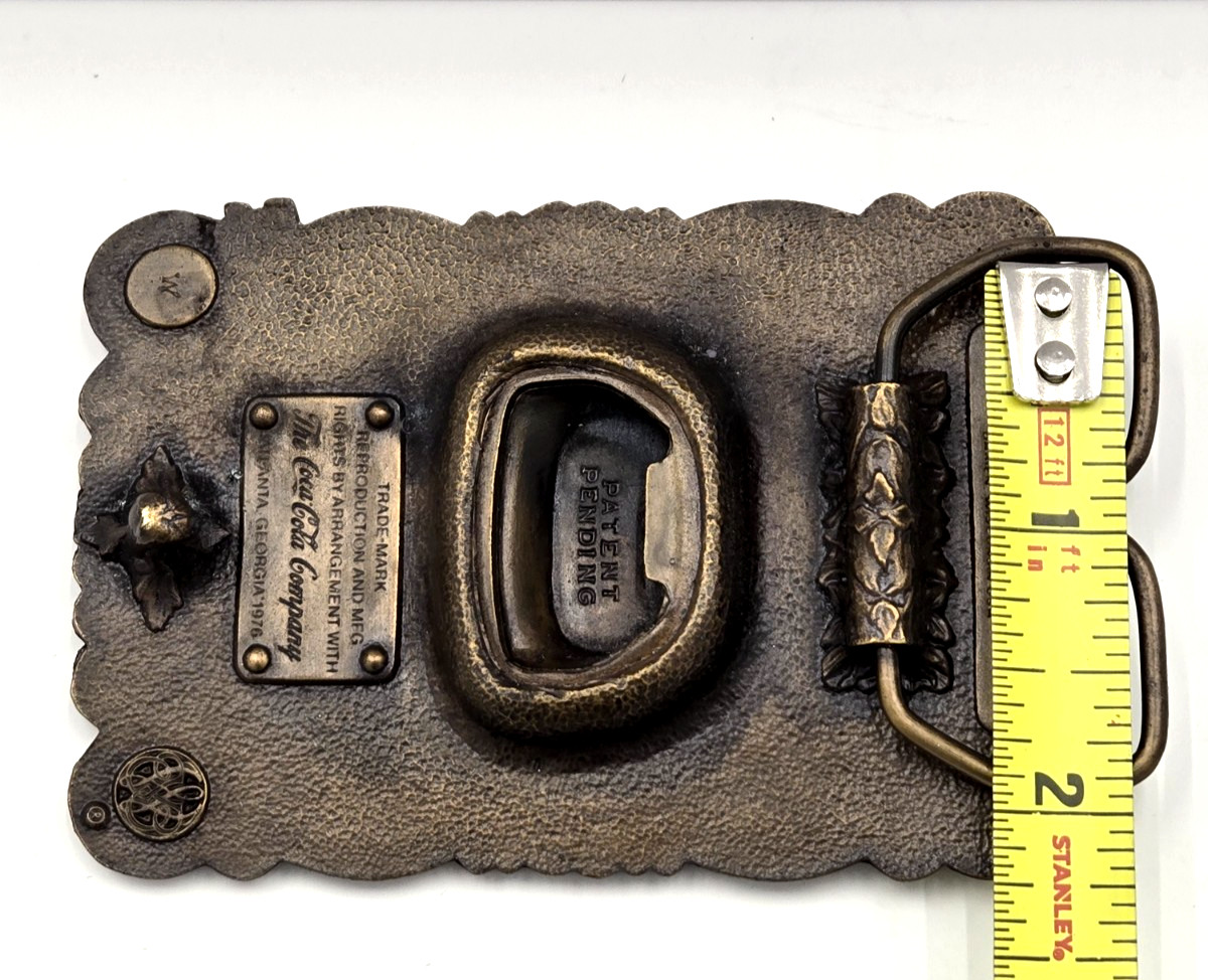 VTG 1976 Coca Cola 75th Anniversary Brass Belt Buckle Bottle Opener Bergamot NOS